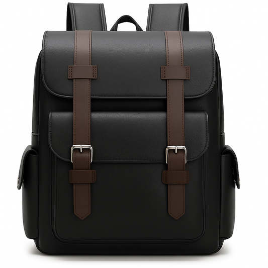 Black Modern Travel Backpack With Dual-Tone Straps