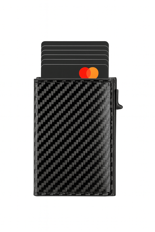 Carbon-Pattern Slim Wallet With Quick-Access Card Holder