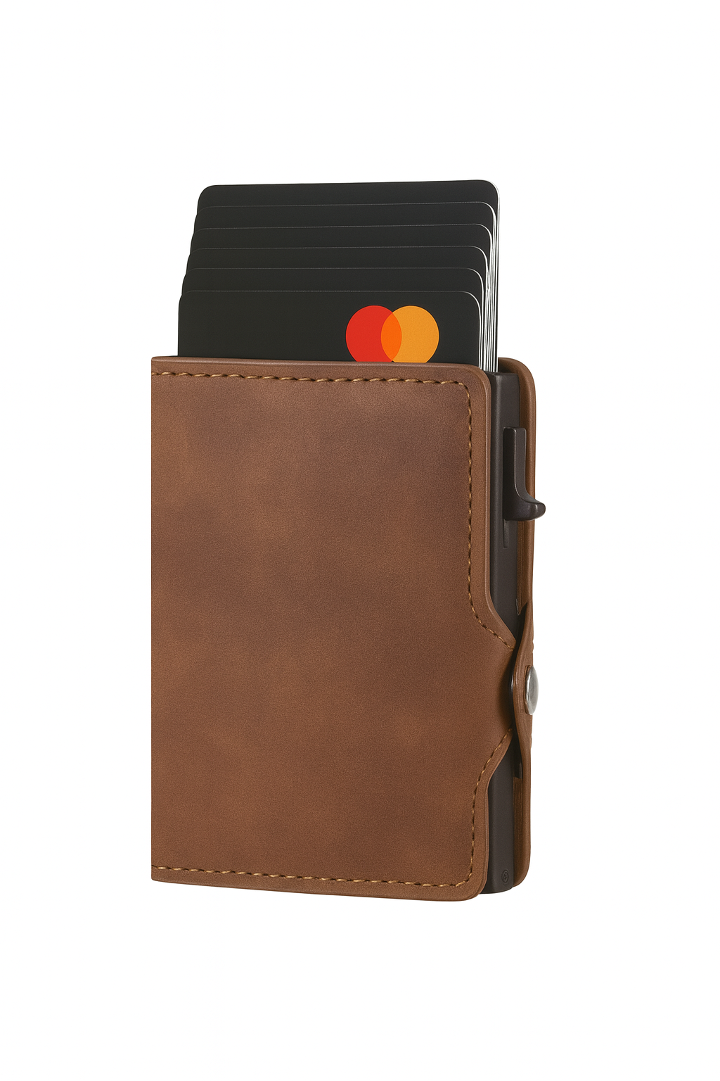 Vintage Brown Slim Wallet With Side-Access Card Holder
