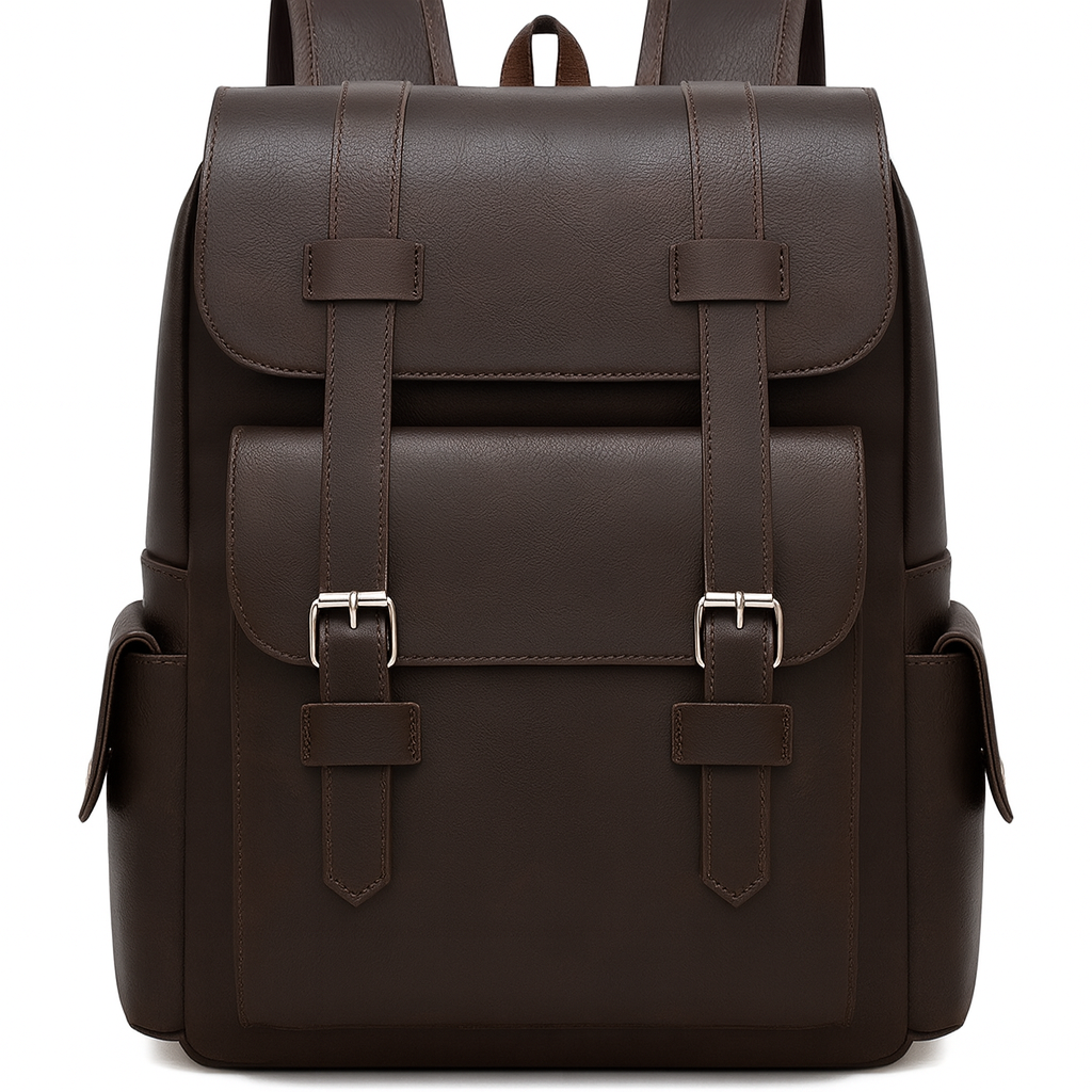 Dark Brown Modern Travel Backpack With Multi-Pocket Storage