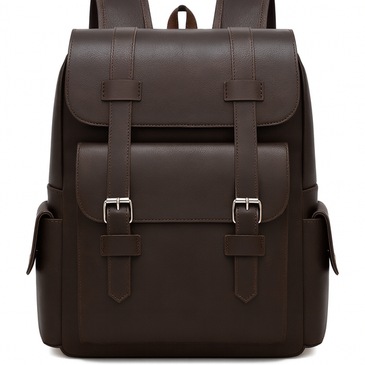 Dark Brown Modern Travel Backpack With Multi-Pocket Storage